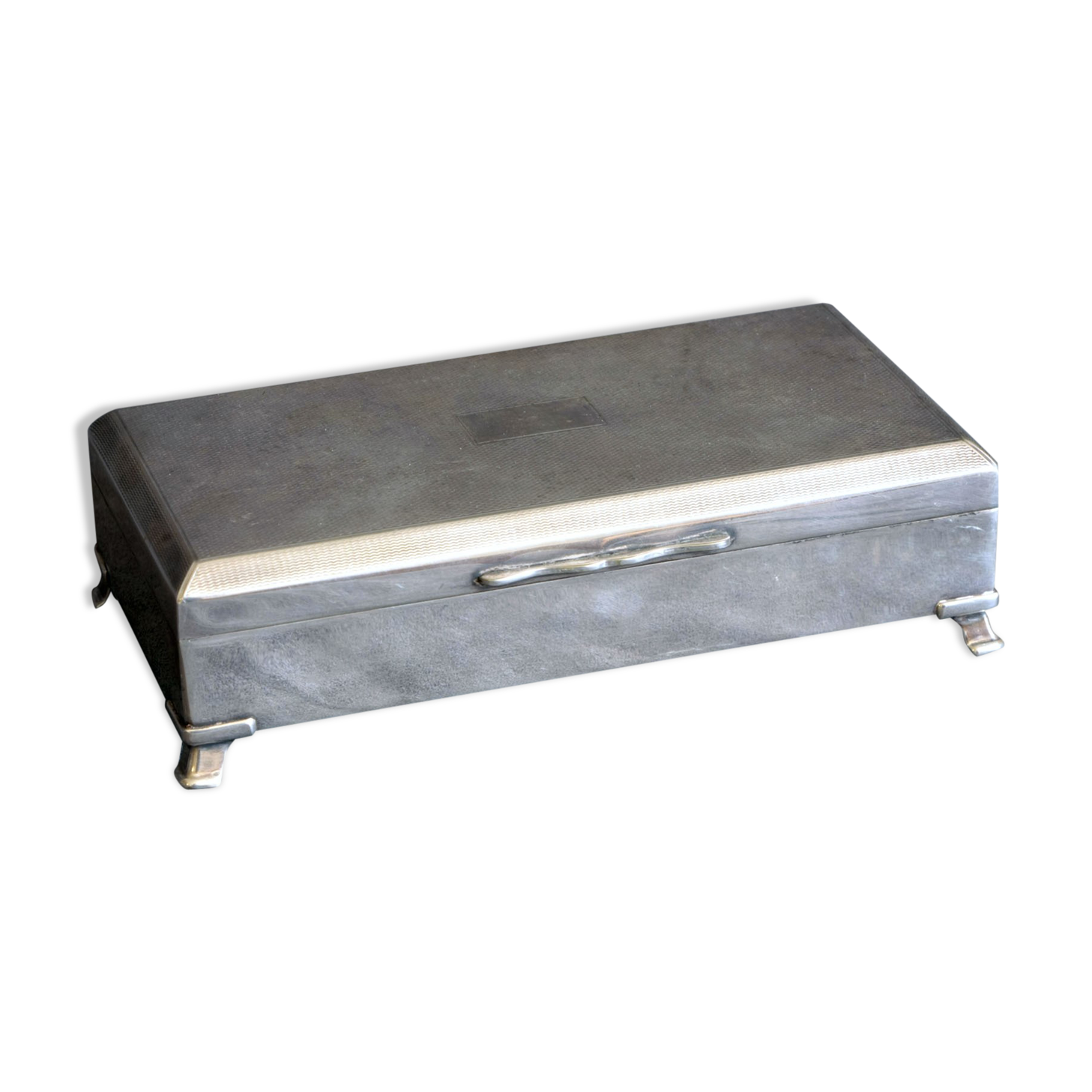 English silver metal card box