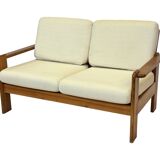 Canapé vintage deux places en pin des années 70 au design minimaliste