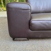 Luxury 3-seater chocolate brown leather sofa Roche Bobois 235cm