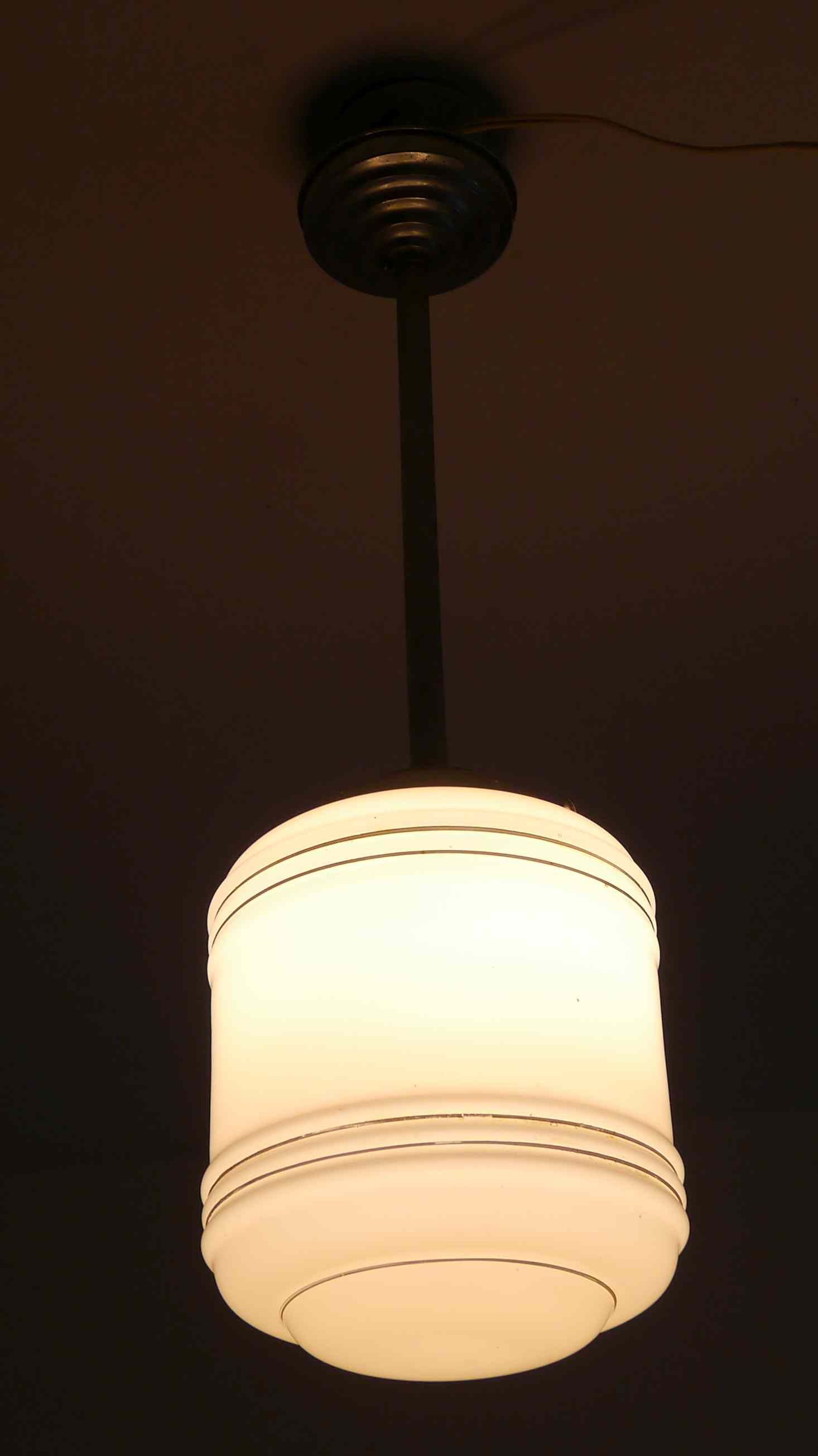Suspension chandelier metal and opaline (Deutschland) art deco