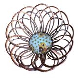 Tripod flower pot basket made of wicker, turned in the 1960s.