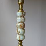 Lamppost in veined onyx and brass metal of the 1960s