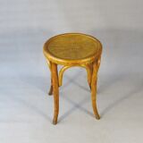 Curved wood bistro stool perforated seat 1920