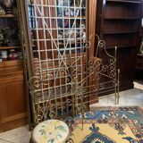 One person romantic bed with bedside table brass bedroom chair