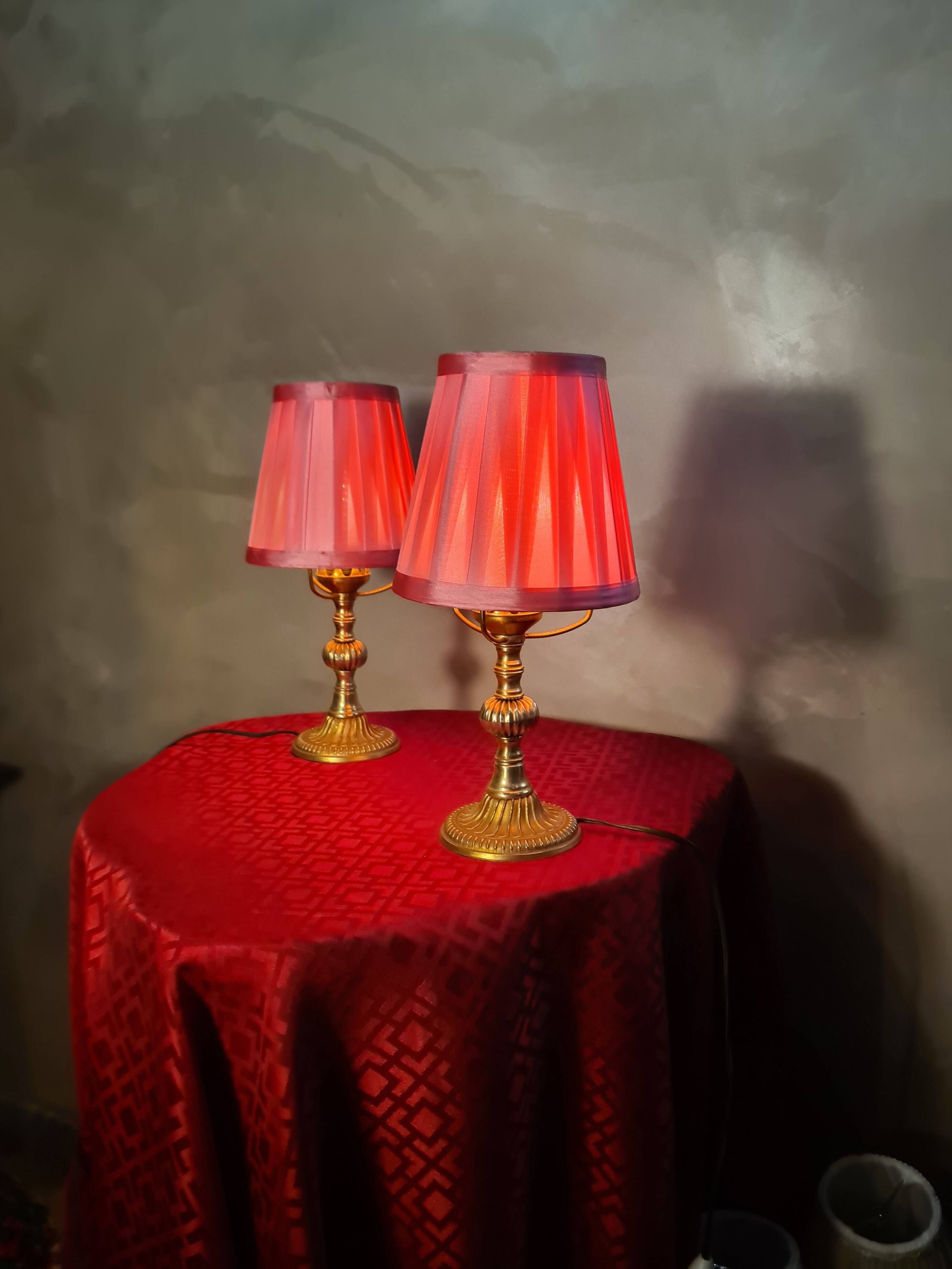 pair of brass lamps, bedside, bedroom, new lampshade 28x13, electrical working, superb