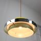 Space-age italian yellow and chrome metal pendant lamp, 1970s