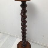 Sellette colonne en hêtre en bois tourné années 40