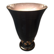 ORIGINAL EARTHENWARE LAMP OF ST CLEMENT ART DECO BLACK AND GILDED VASE CORNET