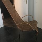 Fauteuil en rotin et métal