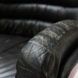 Vintage Elda chair in black leather & red shell by Joe Colombo for Comfort Italy