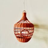 Vintage orange wicker pendant light - bird cage