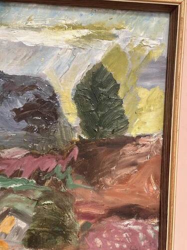 Mid-Century Oil on Canvas "Landscape" by Gunnar G, Vintage & Framed 49x41cm