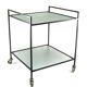 Minimal steel and wired glass sixties tea trolley