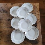 8 12-sided soup plates – floral porcelain with gold edging