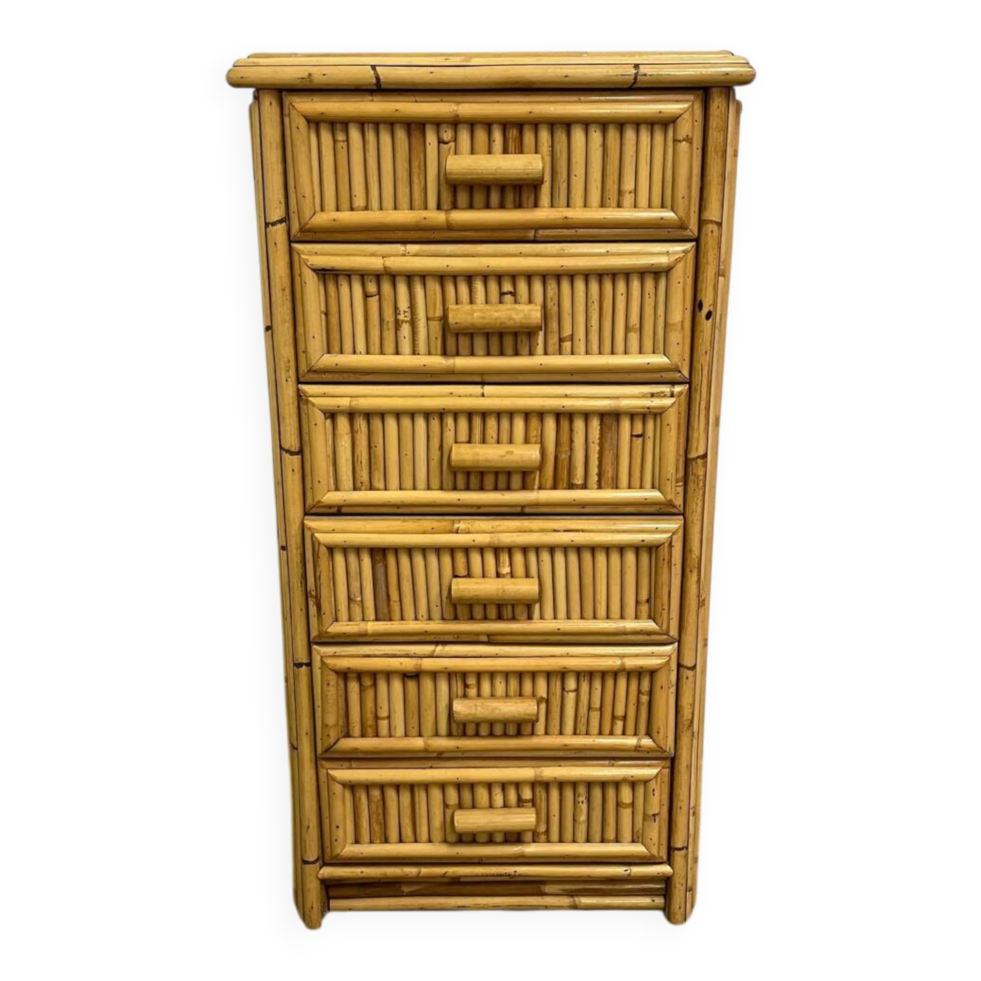 Chiffonnier en rotin années 70
