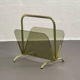 Brass and glass magazine rack