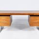 Bureau moderne du milieu du siècle en bois et chrome, Italie, années 1970