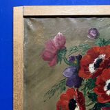 Oil on canvas with a bouquet of flowers, signed and framed