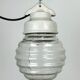 Industrial white porcelain pendant light with ribbed glass, 1970s