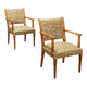 Pair of vintage armchairs from the 1950s in wood and fabric, Italy.