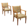 Pair of vintage armchairs from the 1950s in wood and fabric, Italy.