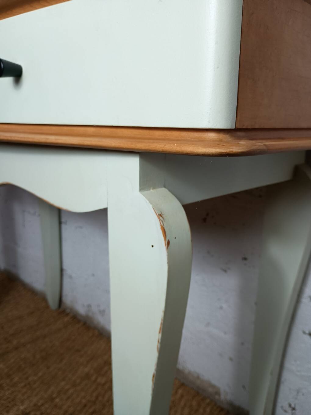 vintage relooked solid birch console