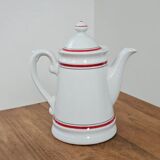 White porcelain coffee pot by Winterling with red lines.