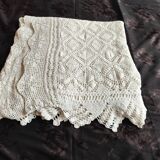 Dessus de lit en coton blanc -  jeté de canapé aux motifs géométriques