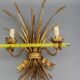 Gilt metal wheat sheaf two-light wall sconce