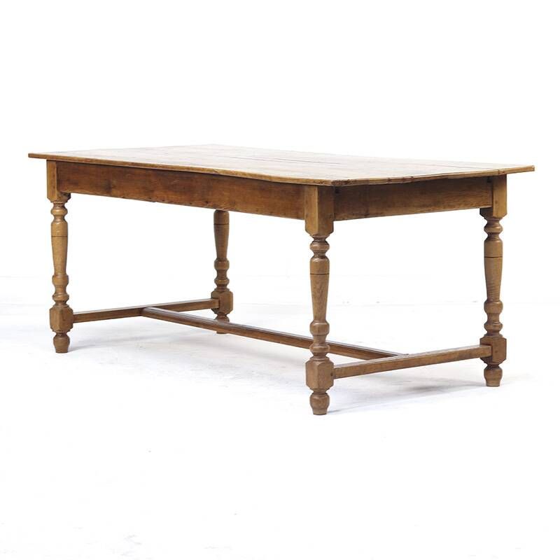 Table à manger en chêne antique de ferme française rustique