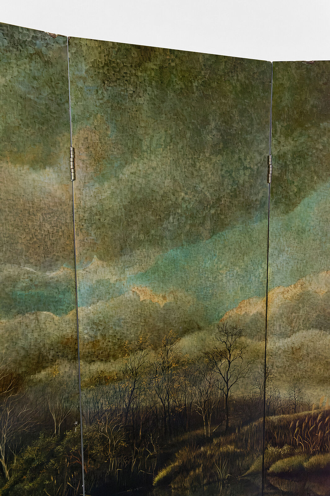Screen by Bernard Cuenin with lacquered landscape, circa 1970