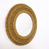 Round wicker mirror, 34cm