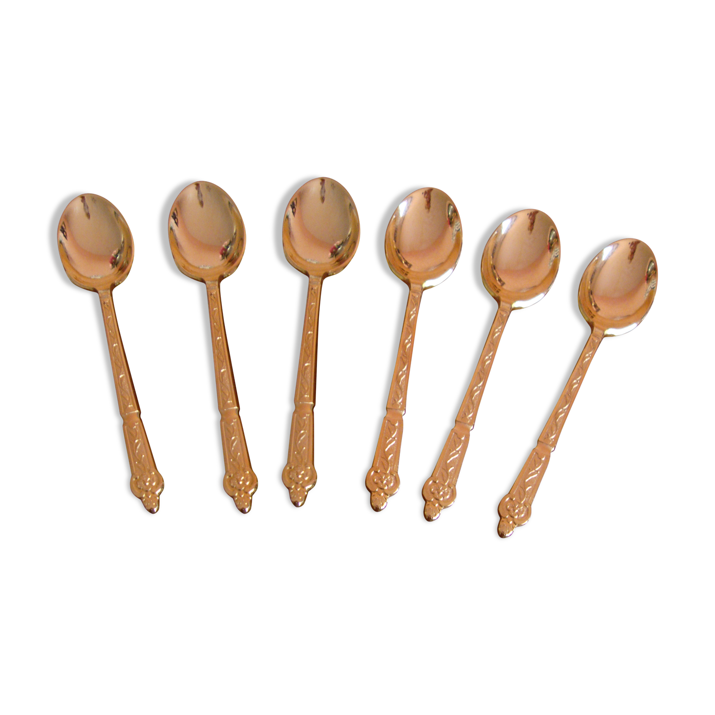 6 ancient golden mocha spoons in fine gold