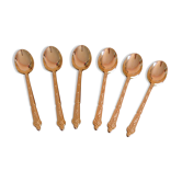 6 anciennes cuillères à moka dorées à l'or fin