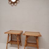 Paire de chevets en rotin vintage