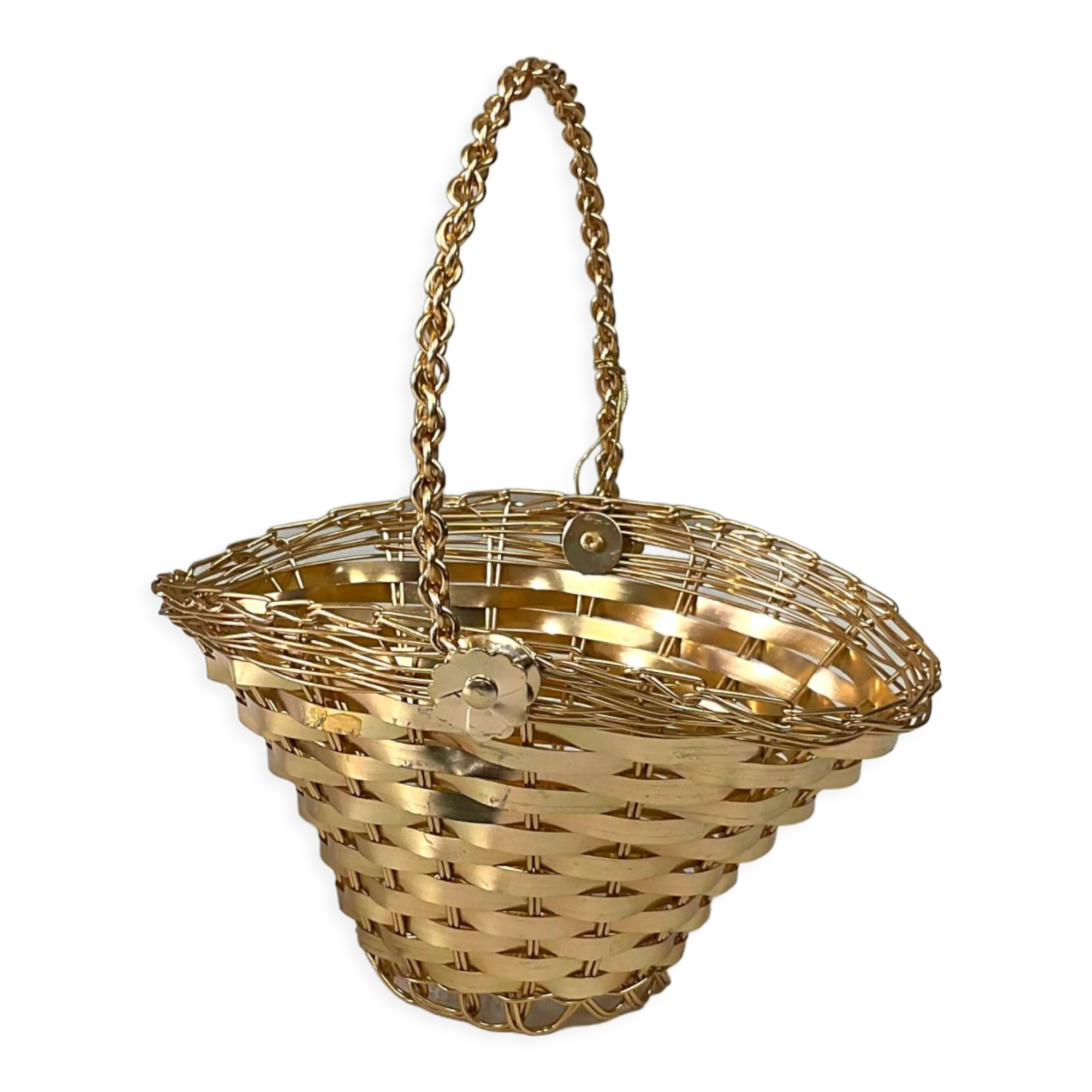 Vintage golden metal basket