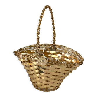 Panier vintage en métal doré