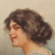 Modern painting, female portrait signed V. Migliaro, watercolour 800