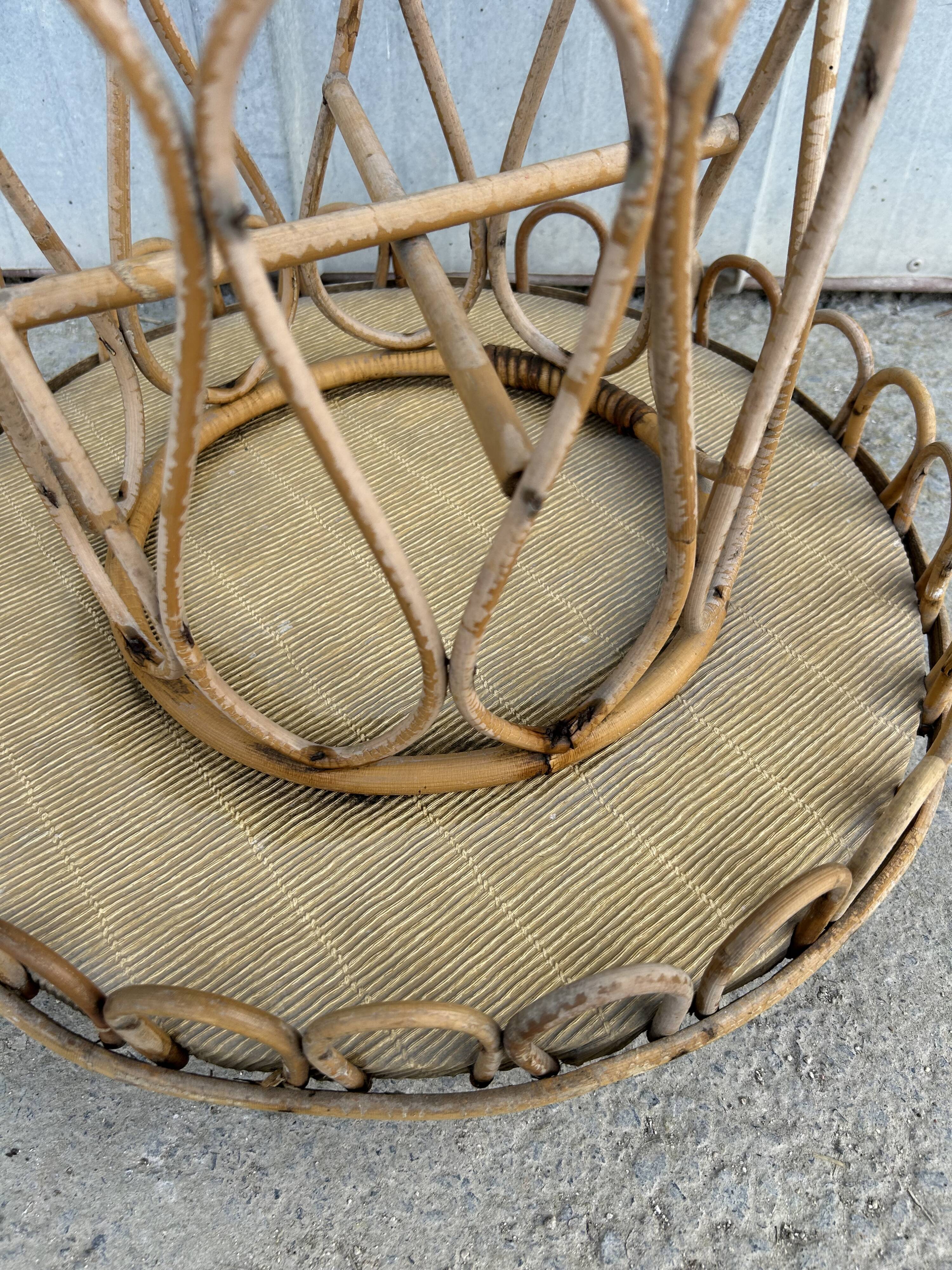 Rattan bottle holder, vintage server