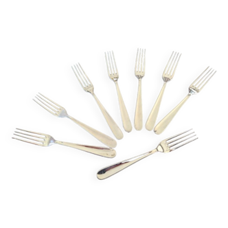 Christofle, Paris - Series of 8 forks with desserts - Dax model - Silver metal