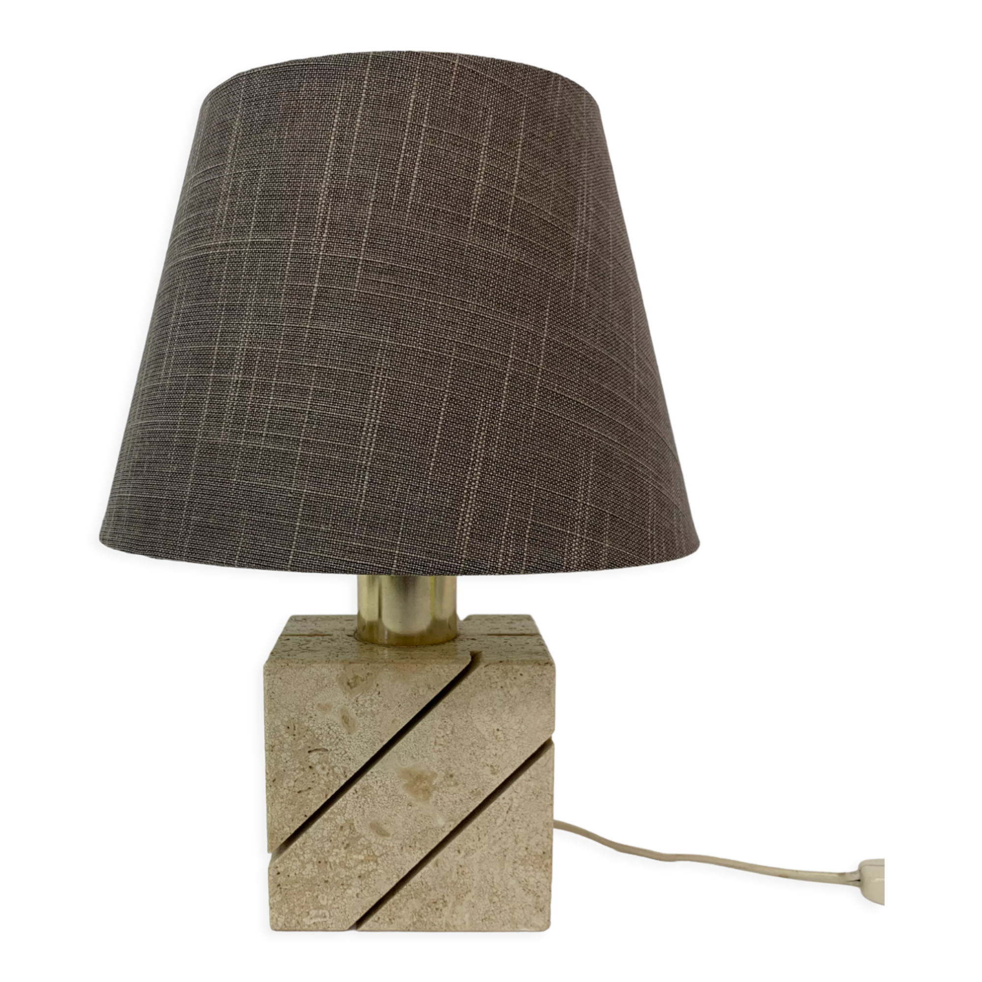 Travertine table lamp with golden details, 1970’s