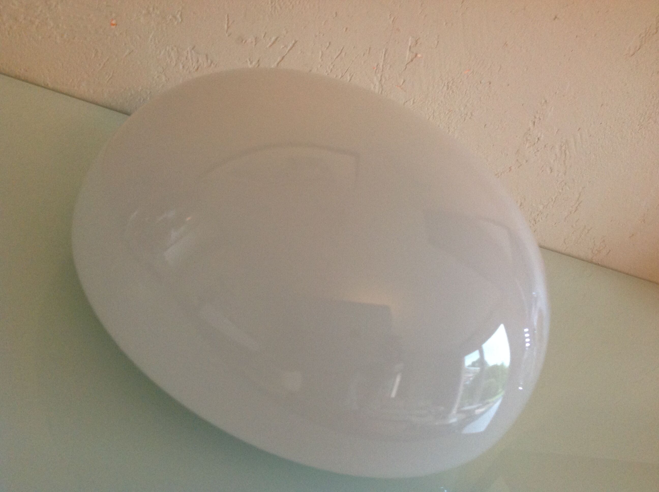 Half moon ceiling light in white opaline vintage 60s-70s