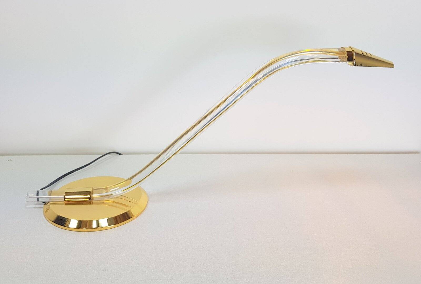 Vintage Cobra Desk Lamp in Brass and Acrylic from Grupo Mci, 1970