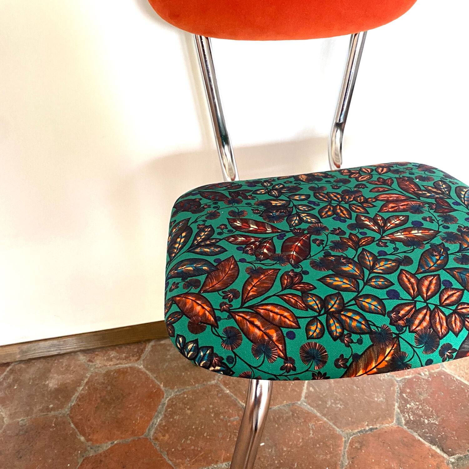 Upcycled vintage chair - rainbow tree green