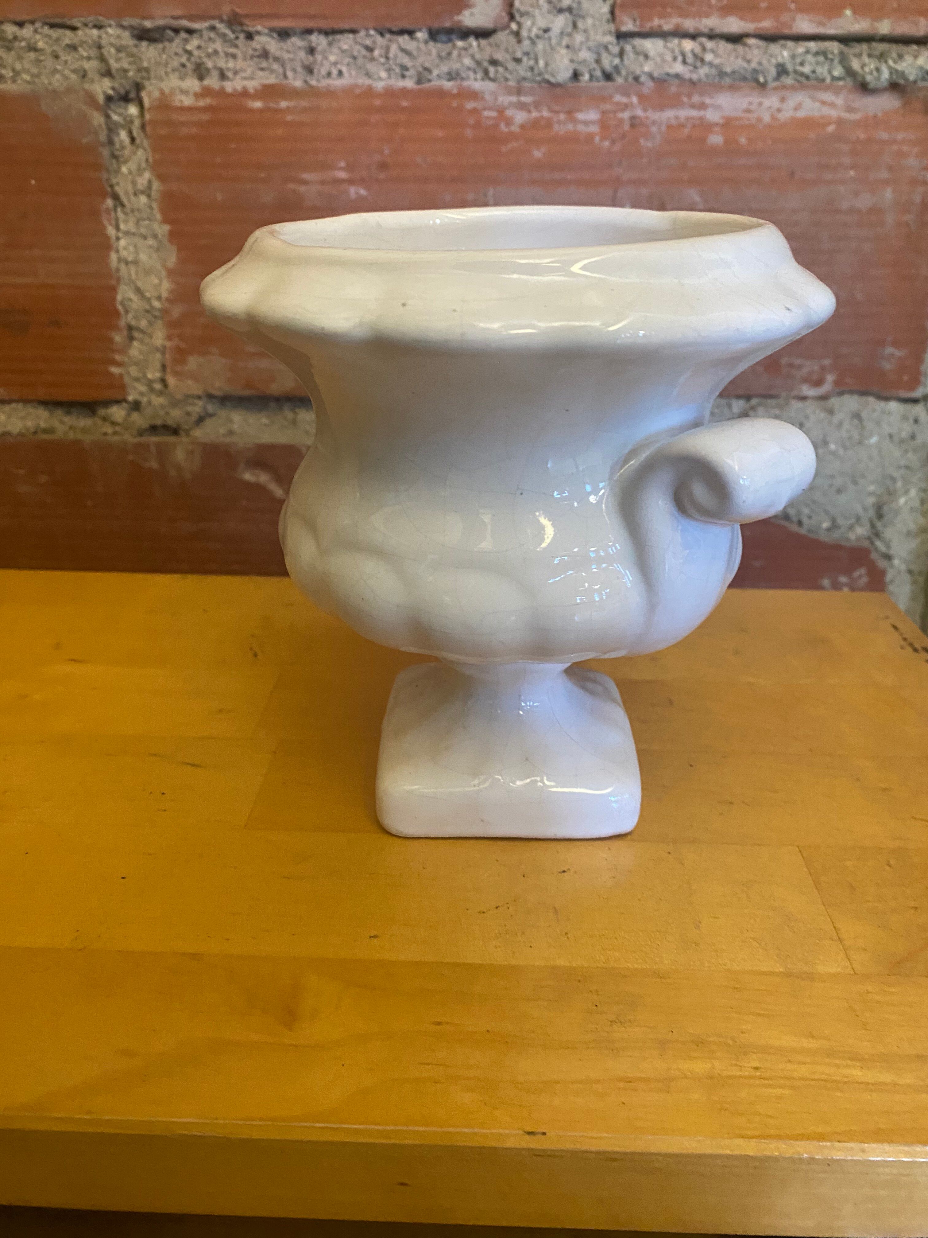 Vintage White Ceramic Médicis Vase Made in France #E016