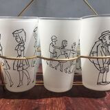 Set of glasses drawn by Cabù