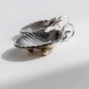 Silver-plated Shell Bowls, Set of 2, Vintage 1960s Italian Design, Silver Metal Condiment Dishes