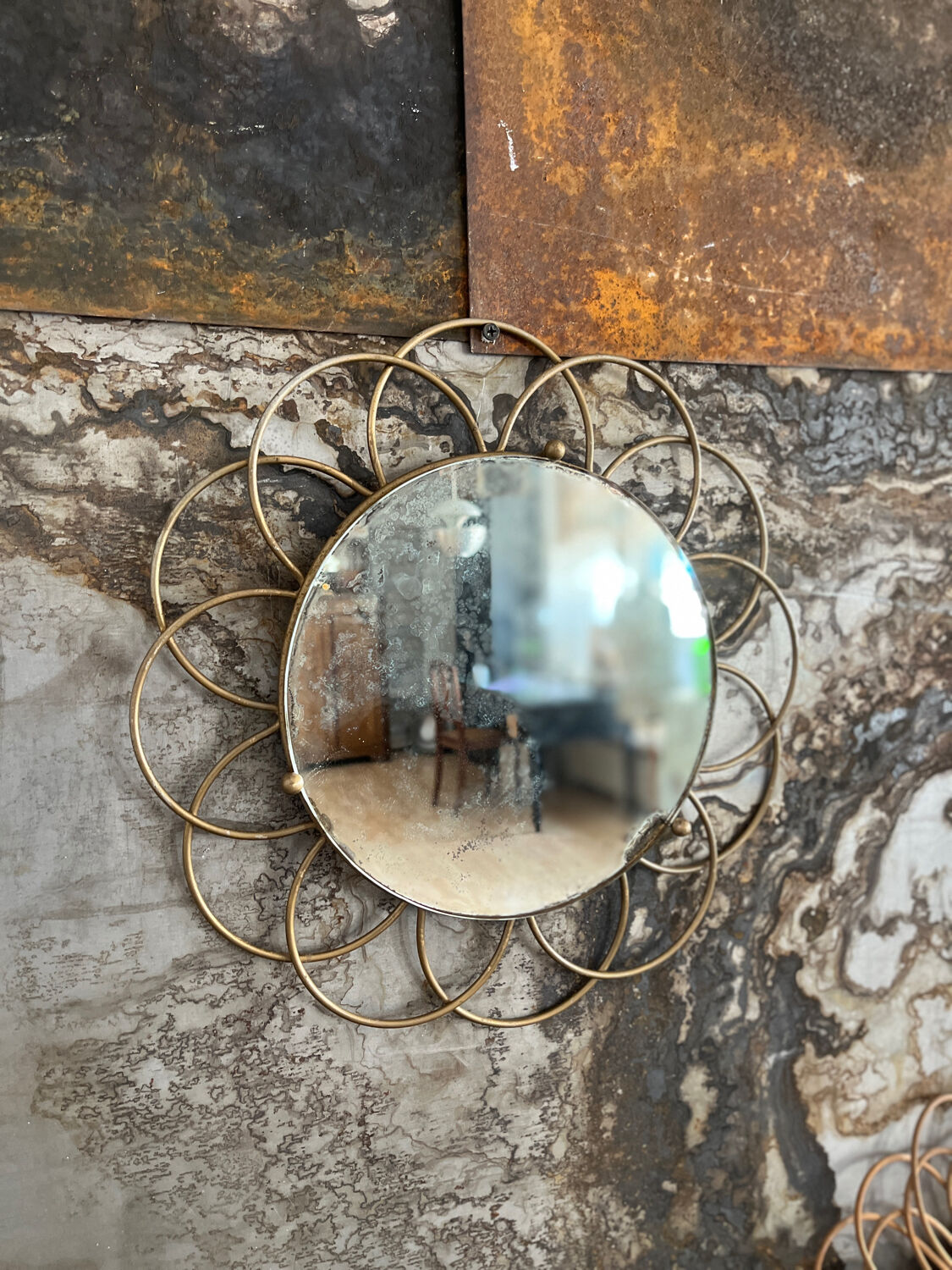 Ancibe brass flower mirror