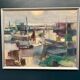 Large Original Swedish Oil on Canvas – “Port” by Finn Hillerup – Signed – Vintage & Framed