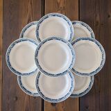 9 antique ironstone plates signed Longchamp "Marcel"